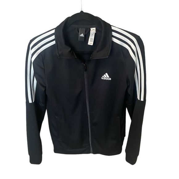 Like New ADIDAS women’s black and white long sleeve track jacket size small - Picture 1 of 6